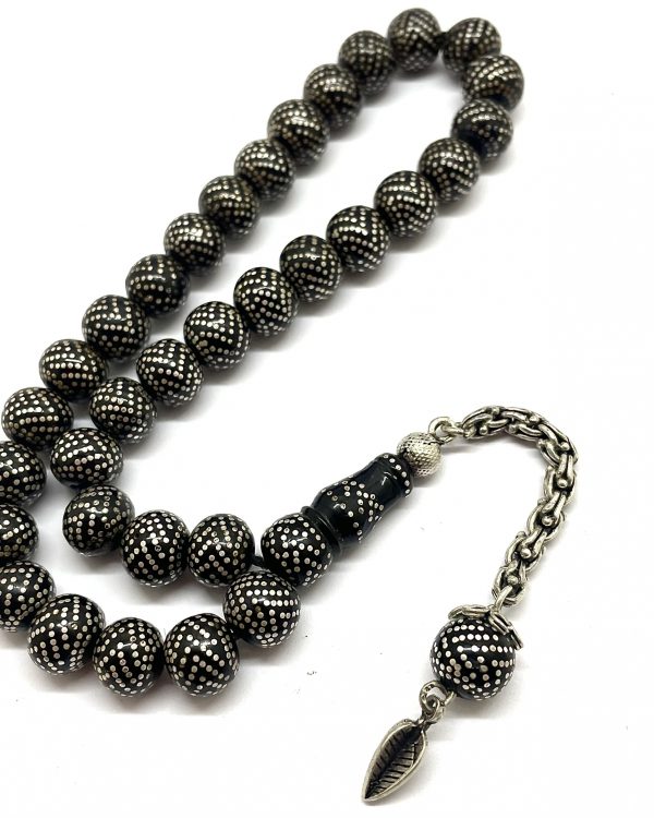 Gümüş Çakılı Orjinal Erzurum Oltu Taşı Tesbih