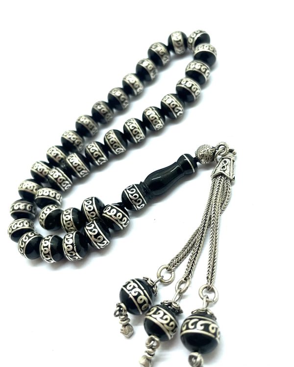 Gümüş Çakılı Orjinal Erzurum Oltu Taşı Tesbih