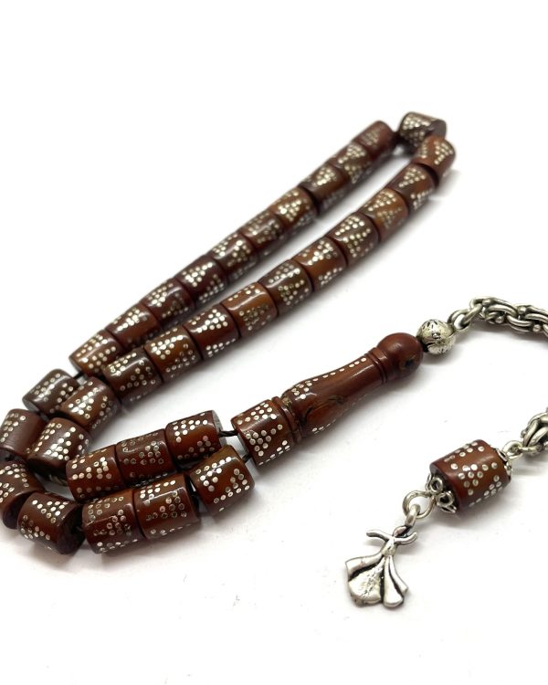 Gümüş İşlemeli Özel tasarım Kesme Kuka tesbih